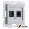 Розетка двойная ТВ + Internet rj45 cat 6 розетка Arvia металлик