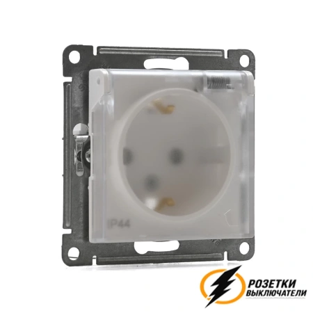 Розетка с прозрачной крышкой ip44 16а 250в AtlasDesign белая