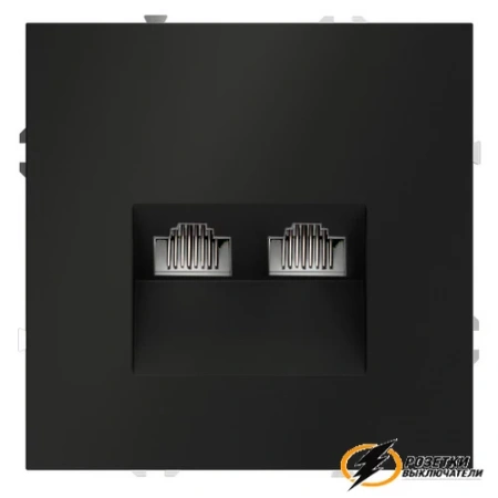 Розетка компьютерная rj45 двойная cat 6 Voltum S70 черный VLS060207