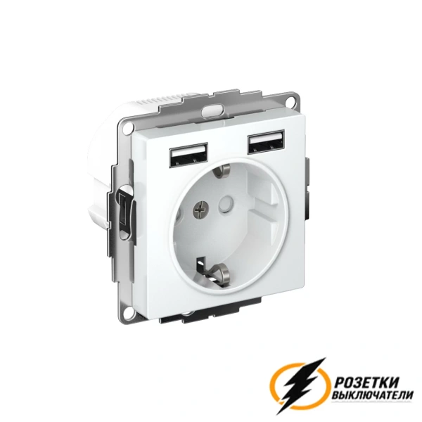 Розетка с USB зарядкой 2 порта А+A 2,4 mA AtlasDesign лотос