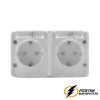Розетка накладная двойная с прозрачной крышкой ip54 16а 250в AtlasDesign Profi белая