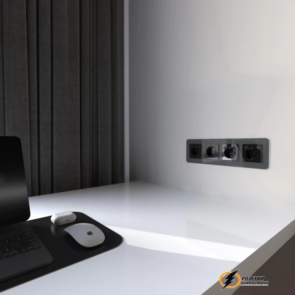 Розетка с USB зарядкой 2 порта А+A 2,1 mA Werkel черная акрил