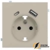 Розетка с USB зарядкой 2 порта А+C 2,4mA Rikett латте