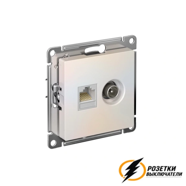 Розетка тв и интернет rj45 cat 6 AtlasDesign жемчуг