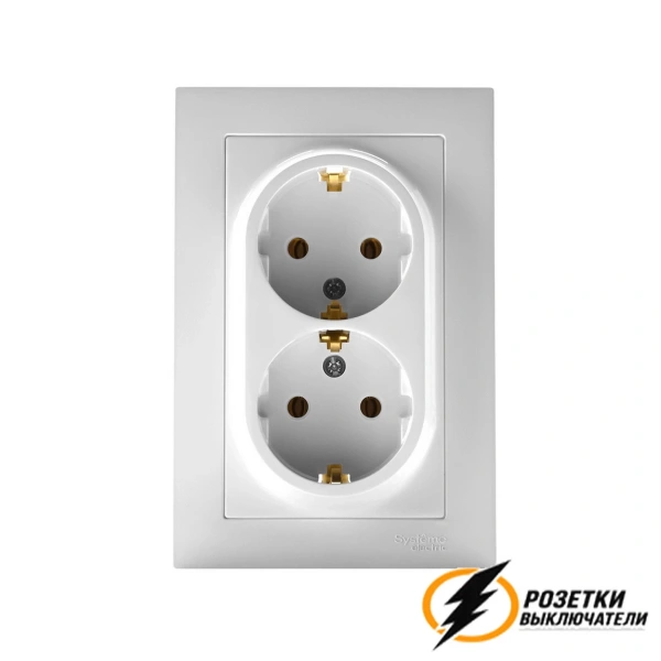 Розетка двойная с заземлением 10а 250в AtlasDesign белая