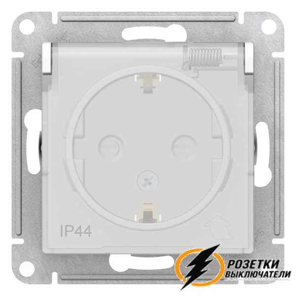 Розетка с прозрачной крышкой ip44 16а 250в AtlasDesign белая