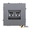 Розетка компьютерная rj45 двойная cat 6 Brionilux Z серая матовая