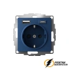 Розетка с USB зарядкой 2 порта А+C 3,0 mA AtlasDesign аквамарин