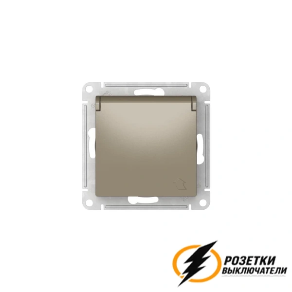 Розетка с белой крышкой ip20 16а 250в автозажимная AtlasDesign шампань