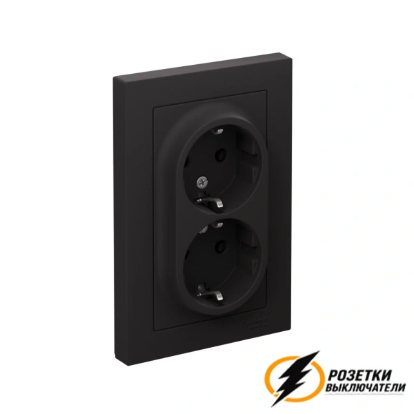 Розетка двойная с заземлением 10а 250в AtlasDesign карбон