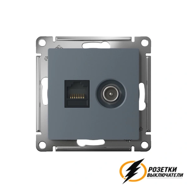 Розетка тв и интернет rj45 cat 6 AtlasDesign грифель