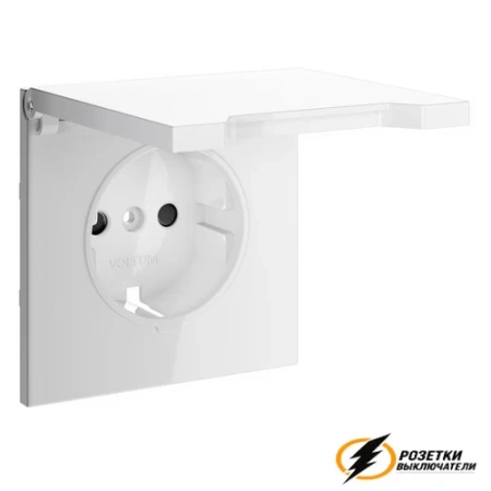 Накладка розетки с крышкой IP40 Voltum S70 белая глянцевая VLS000800