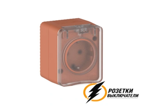 Розетка накладная с прозрачной крышкой ip54 16а 250в AtlasDesign Profi террактовая