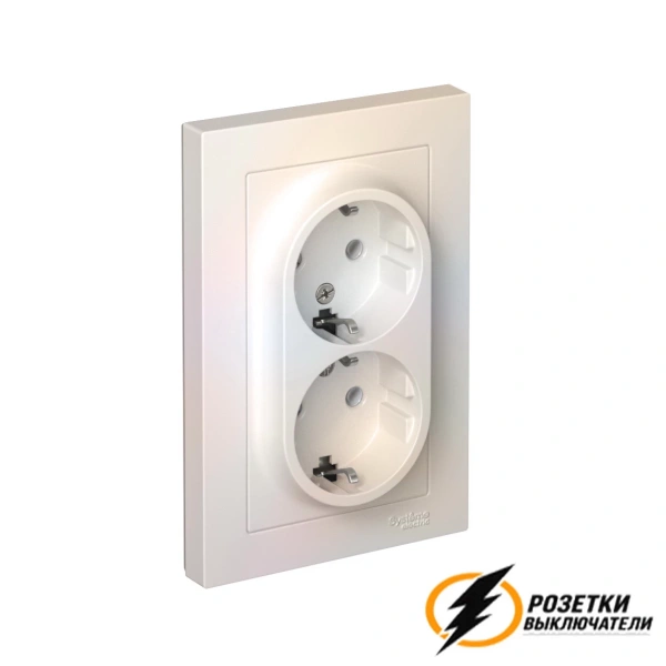Розетка двойная с заземлением 10а 250в AtlasDesign жемчуг