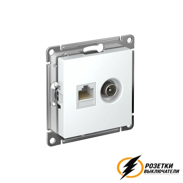 Розетка тв и интернет rj45 cat 6 AtlasDesign белая