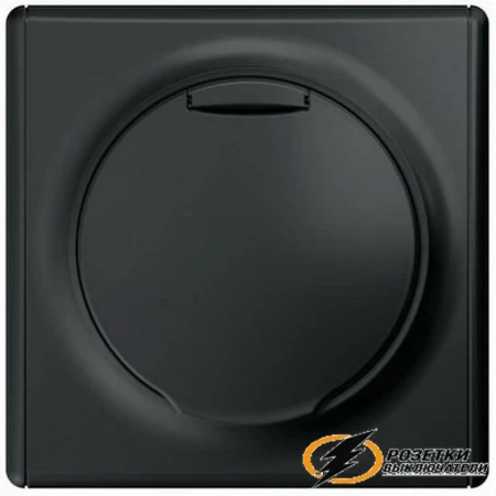 Розетка с крышкой ip44 16а 250в OneKey чёрная