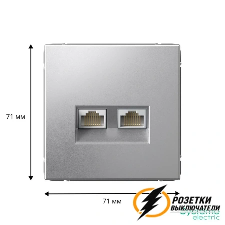 Компьютерная розетка rj45 двойная UTP cat 6 ArtGallery алюминий