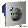 Розетка с USB зарядкой 2 порта, А+C 3,2 mA Voltum S70 сталь VLS040504