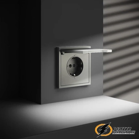 Розетка с крышкой ip40 16а 250в Voltum S70 сталь VLS040304