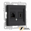 Розетка двойная HDMI + Internet rj45 cat 6 розетка Arvia антрацит