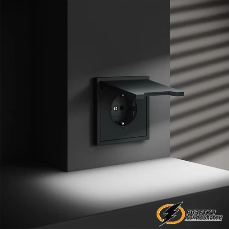Розетка с крышкой ip40 16а 250в Voltum S70 графит VLS040306