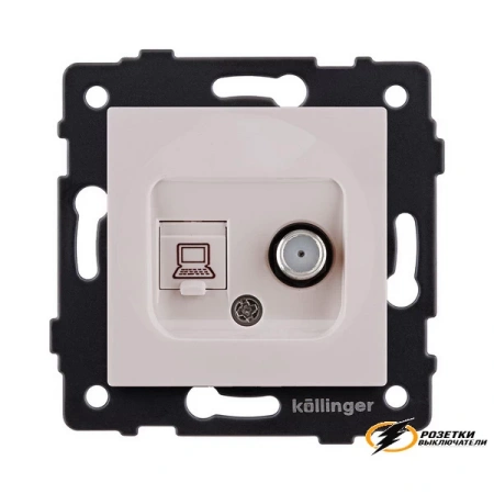 Розетка тв спутник и интернет rj45 cat 5e Kollinger Aspekt кашемир