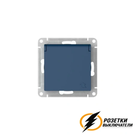 Розетка с белой крышкой ip20 16а 250в автозажимная AtlasDesign аквамарин