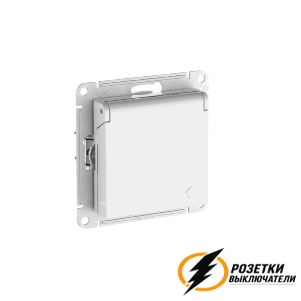 Розетка с белой крышкой ip20 16а 250в автозажимная AtlasDesign белая