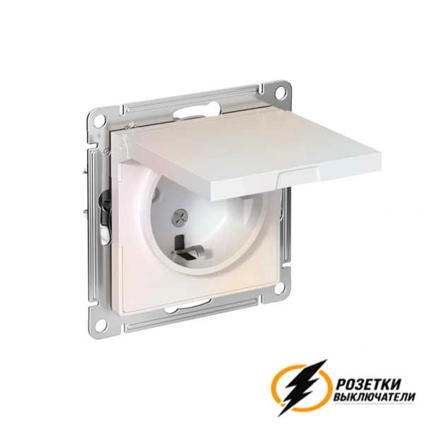 Розетка с белой крышкой ip20 16а 250в AtlasDesign жемчуг