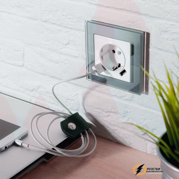 Розетка с USB зарядкой 2 порта А+A 2,1 mA Werkel белая