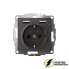 Розетка с USB зарядкой 2 порта А+A 2,4 mA AtlasDesign базальт