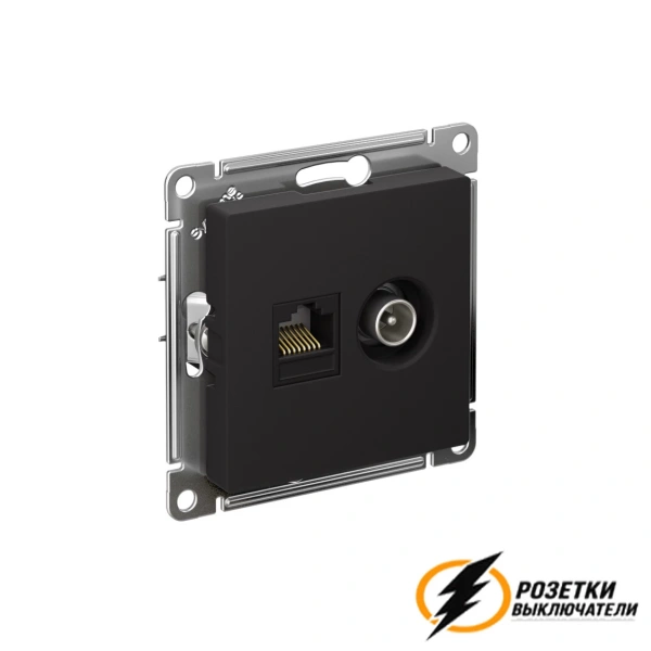 Розетка тв и интернет rj45 cat 6 AtlasDesign карбон
