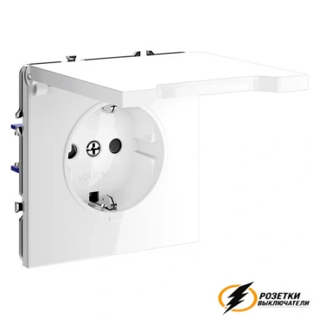 Розетка с крышкой ip40 16а 250в Voltum S70 белая глянцевая VLS040300