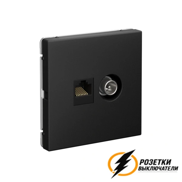 Розетка тв и интернет rj45 cat 5 ArtGallery карбон