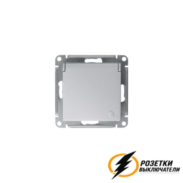 Розетка с белой крышкой ip20 16а 250в Atlas алюминий