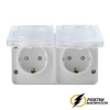 Розетка накладная двойная с прозрачной крышкой ip54 16а 250в AtlasDesign Profi белая