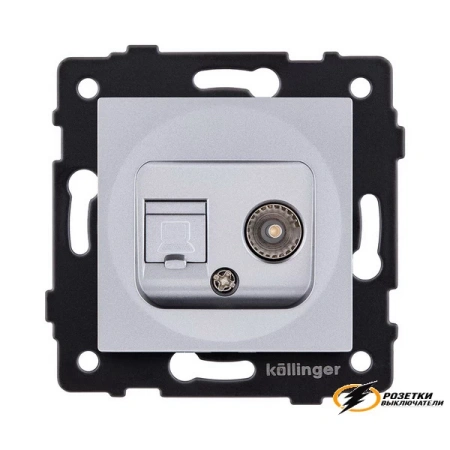 Розетка тв и интернет rj45 cat 6 Kollinger Aspekt серая