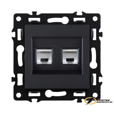Розетка компьютерная rj45 двойная cat 6 Kollinger Asthetik черная матовая