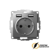 Розетка с USB зарядкой 2 порта А+A 2,4 mA AtlasDesign сталь