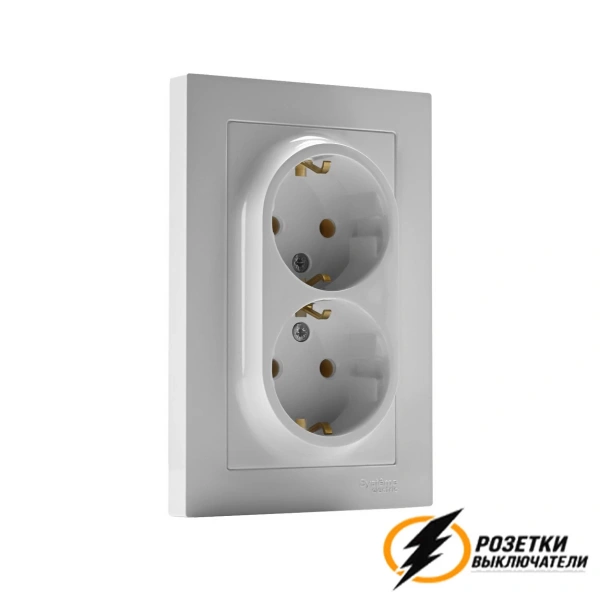 Розетка двойная с заземлением 10а 250в AtlasDesign белая