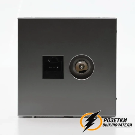 Розетка тв и интернет rj45 cat 5 ArtGallery сталь