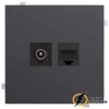 Розетка тв и интернет rj45 cat 5 Rikett черный сатин