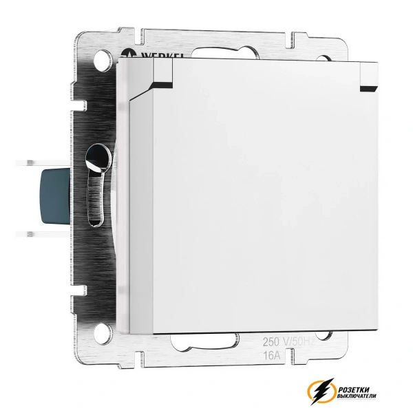 Розетка с крышкой ip40 16а 250в Werkel белая матовая