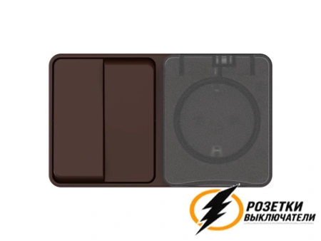 Розетка с выключателем двухлавишеым накладная ip54 16/10а 250в AtlasDesign Profi коричневая