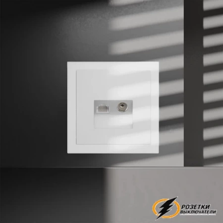Розетка тв и интернет Voltum S70 белая матовая VLS060701