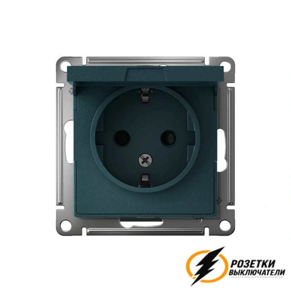 Розетка с белой крышкой ip20 16а 250в AtlasDesign изумруд