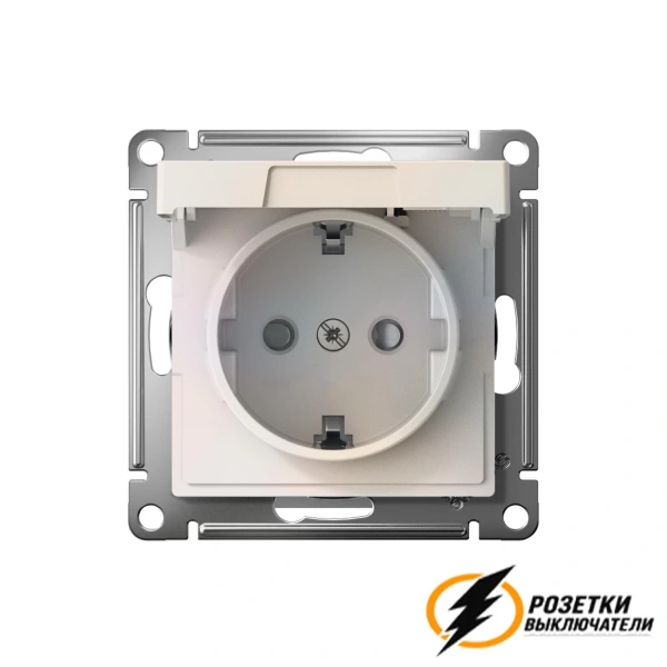 Розетка с белой крышкой ip20 16а 250в автозажимная AtlasDesign жемчуг