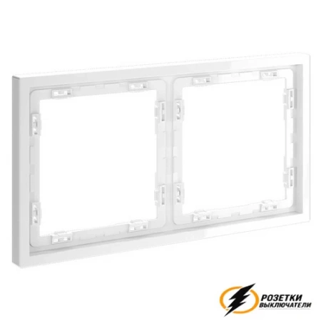 Рамка 2 местная Voltum S70 белая глянцевая VLS100200