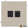 Розетка двойная HDMI + интернет rj45 cat 5 Rikett латте