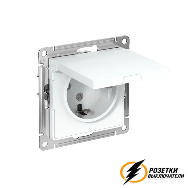 Розетка с белой крышкой ip20 16а 250в AtlasDesign белая